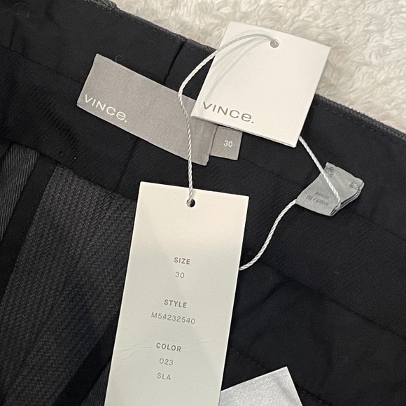 Vince Pants Men's 30 Flat Front Trousers Gray Slim Fit Stretch Cotton Blend - Picture 7 of 14